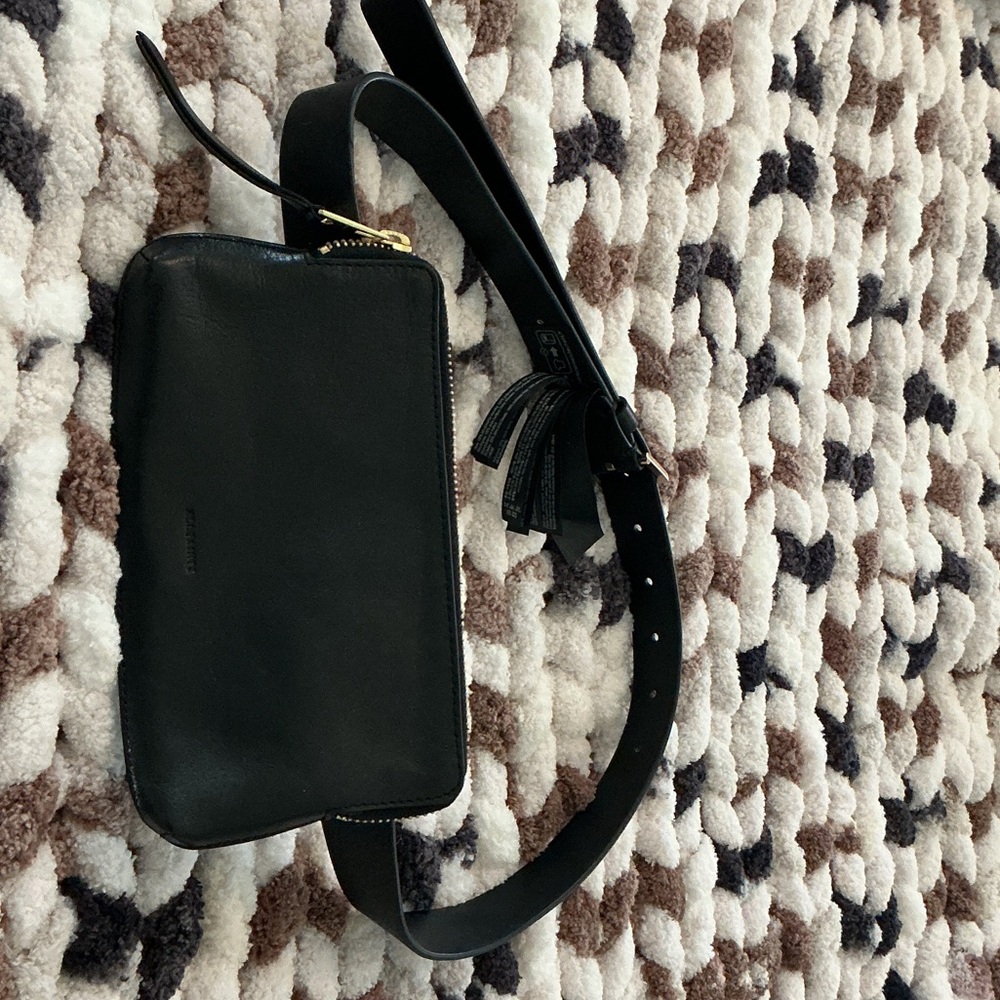 All Saints Black Leather Belt Bag, NWOT